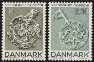 Kingdom of DENMARK #653-654 Viking Artifacts 1979 Postage Stamps Felines MNH VF