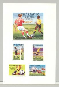 Antigua #915-919 World Cup Soccer 4v & 1v S/S Imperf Proofs