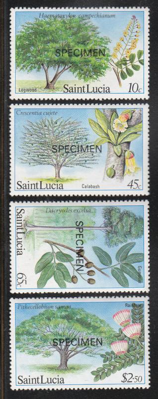 St Lucia Logwood Tree Etc, Specimen Ovpt(Scott #649-52) MNH 