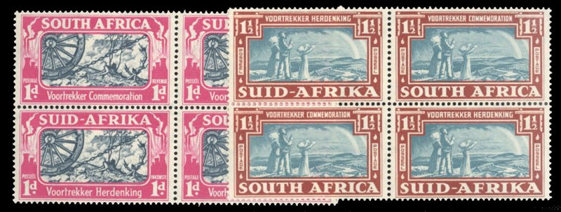 South Africa #79-80 Cat$36, 1938 Voortrekkers, set of two se-tenant blocks of...