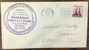 726 Magenta Rubber-stamped cachet General James E. Oglethorpe FDC 1933