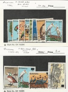 Botswana, Postage Stamp, #303//311, 401-3, 508 Used, 1982-92 Birds, JFZ