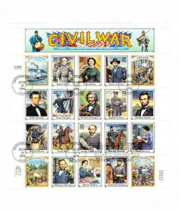 USPS First Day Program #2975 Civil War Sheet/20 Gettysburg +Antietam etc Cancels