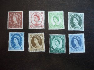 Stamps - Great Britain - Scott#356,360,363,365-369 - Used Part Set of 8 Stamps