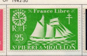 St Pierre and Miquelon 1942-50 Early Issue Fine Mint Hinged 25c. 194854