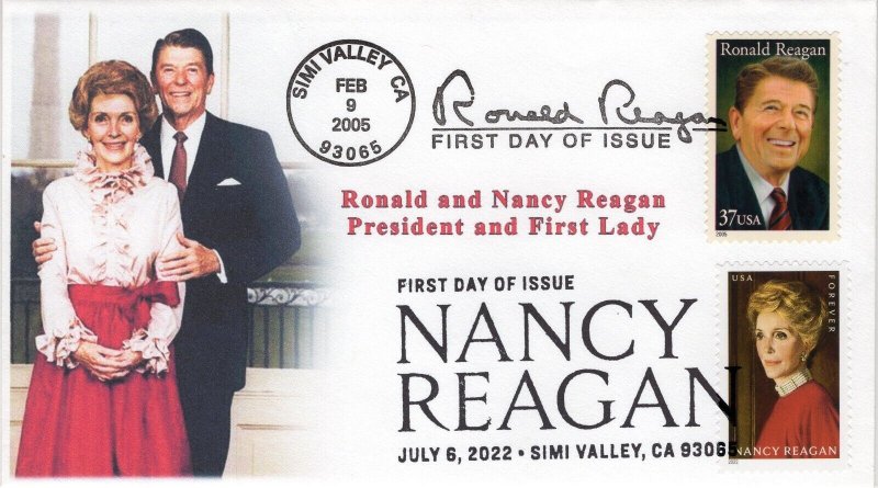 22-129, 2022 , Ronald and Nancy Reagan, Pictorial Postmark, First Day Cover, Sim 