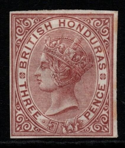 BRITISH HONDURAS SG8var 1872 3d CHESTNUT PLATE PROOF MTD MINT 