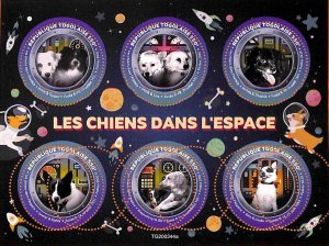 A7037 - TOGO, Error, 2019, MISPERF MINIATURE SHEET: Dogs, Space, Astronomy