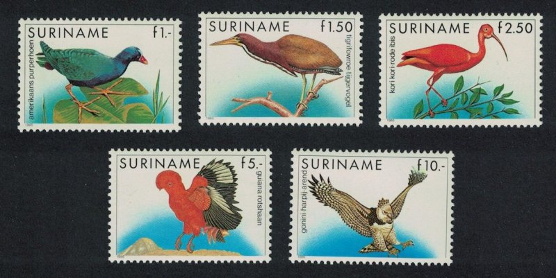 Suriname Gallinule Heron Ibis Eagle Cock-of-the-Rock Birds 5v COMPLETE 1985