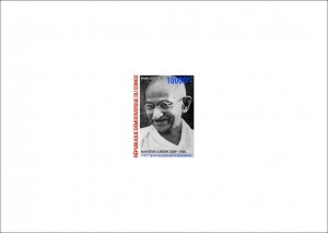 DR CONGO 2021 SET OF 2 X DELUXE PROOF - JOINT ISSUE MAHATMA GANDHI - IMPERF MNH