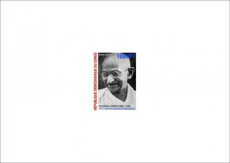 DR CONGO 2021 SET OF 2 X DELUXE PROOF - JOINT ISSUE MAHATMA GANDHI - IMPERF MNH