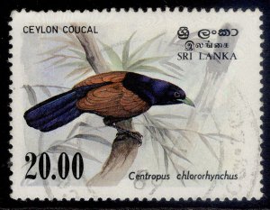 SRI LANKA QEII SG830, 20r ceylon coucal 1983, FINE USED.