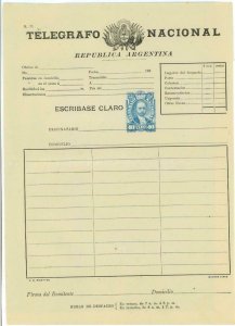 BK1801 - ARGENTINA - POSTAL HISTORY - Postal  STATIONERY  TELEGRAPH 40 Cents