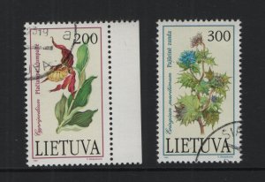 Lithuania #425-426  cancelled  1992  flowers