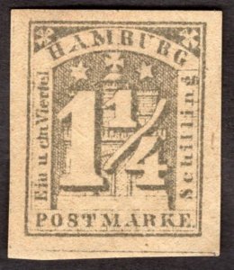 1864, Hamburg 1 1/4Sch, MNG, Sc 9