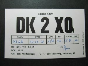 5422 Amateur Radio QSL Card Schleswig Germany-