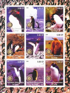 Birds on Stamps 2002 MNH Penguins Emperor Penguin 9v M/S