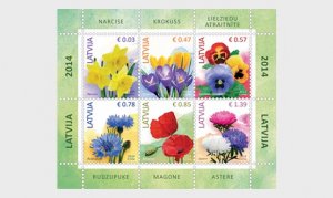 2014 Latvia Flowers MS6 (Scott 855a) MNH