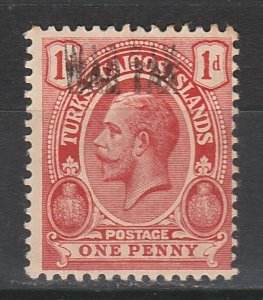 TURKS & CAICOS ISLANDS 1917 KGV WAR TAX 1D ERROR OVERPRINT DOUBLE