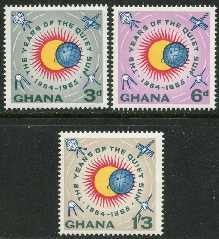 GHANA Sc#186-188 1964 Quiet Sun Year with Satellites Changed Colors OG Mint NH