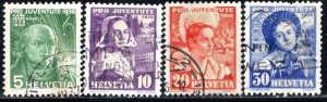 Switzerland Scott # B81 - B84, used