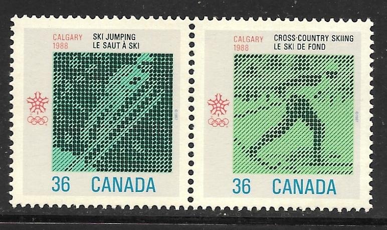 Canada 1152-1153: 34c Cross Country skiing, Ski jumping, MNH, VF