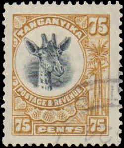 Tanganyika #22, Incomplete Set, 1922-1925, Animals, Used