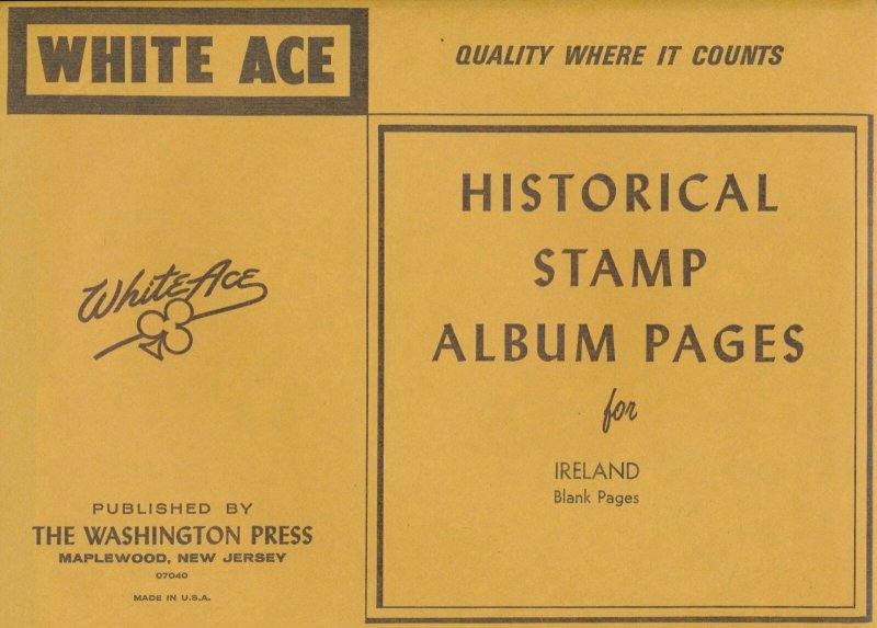 WHITE ACE Ireland Stamp Album Supplement Blank Pages - 10 Pages