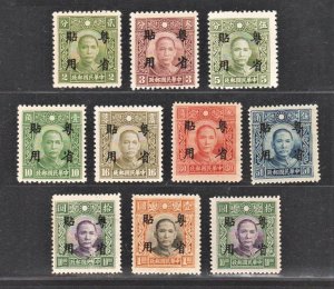 JapOcc 1942 For Kwangtung Use on CHwa & DTung Pt SYS (10v) MNH/MNG