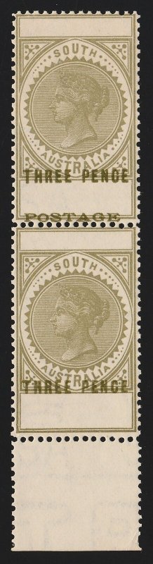 SOUTH AUSTRALIA 1902 QV Thin Postage 3d pair error POSTAGE OMITTED MNH ** RARE