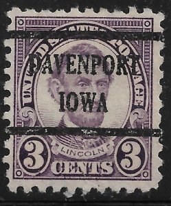 US Bureau Precancels: IA: Davenport; #584-43; 3¢ 1923 perf 10; PSS CV $2.50