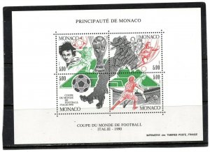 MONACO 1990 SOCCER WORLD CUP ITALY SHEET OF 4 STAMPS MNH