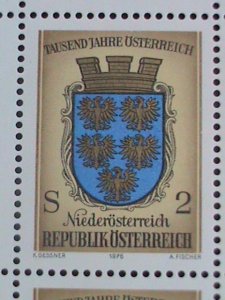 AUSTRIA STAMP-1976 SC#1042 COAST OF ARMS OF AUSTRIA PROVINCE MNH FULL SHEET