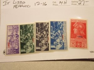 ITALY Aegean Islands LISSO Scott 12-16, MINT HINGED Lot14, Cat $27