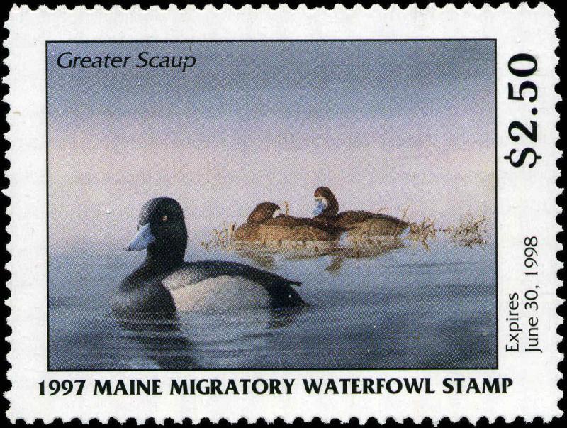 MAINE #14 1997 STATE DUCK STAMP GREATER SCAUP by Thomas Kemp