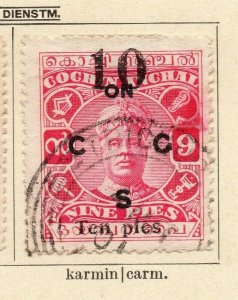 Cochin 1923 Early Issue Fine Used 10p. Surcharged Optd 322458