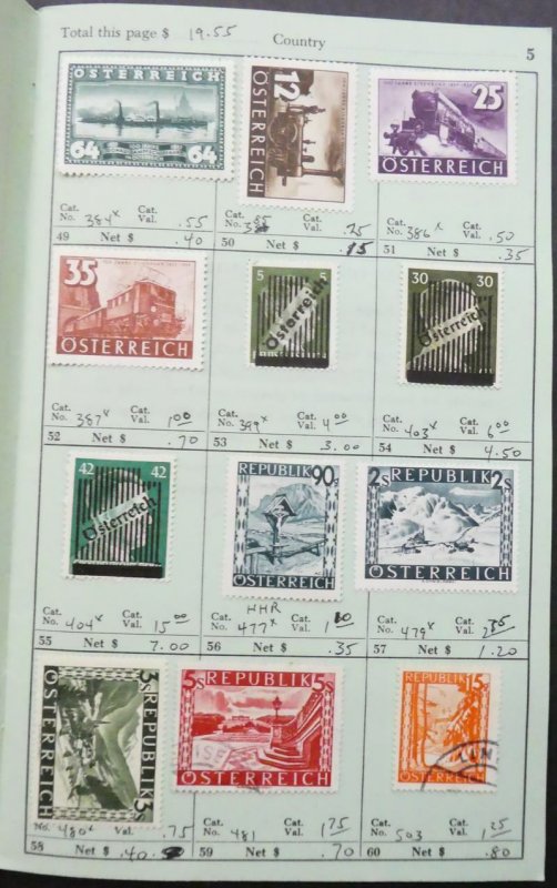 EDW1949SELL : AUSTRIA Mint & Used collection on Old Time approval book.