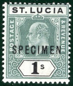 ST LUCIA KEVII Stamp SG.62s 1s *SPECIMEN* (1902) Mint MM {samwells}PBLUE4