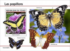 CHAD - 2021 - Butterflies - Perf Souv Sheet - Mint Never Hinged