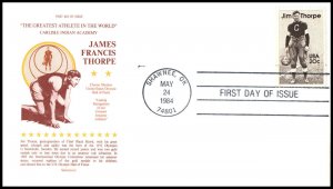 1984 Jim Thorpe Sc 2089 FDC by Selectcover cachets, Shawnee Oklahoma OK