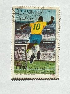 Brazil–1969–Single “Sports/Soccer” stamp–SC# 1144 - Used