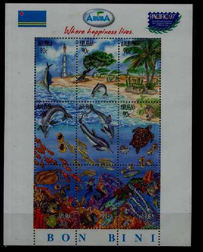 Aruba 150 MNH m/s Marine life SCV25