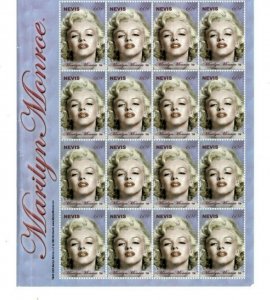 Nevis 2004 - Marilyn Monroe - Sheet of 16 Stamps - Scott #1392 - MNH