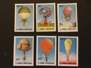 1979 St Thomas & Prince Islands Sc# 555-60 Hot Air Balloons MNH