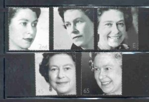 Great Britain Sc 2017-21 2002 50th Anniversary QE II stamp set mint NH