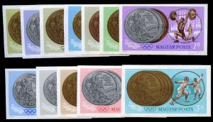 Hungary #1647-1658 Cat$30, 1965 Olympic Victories by Hungarian Team, imperf. ...