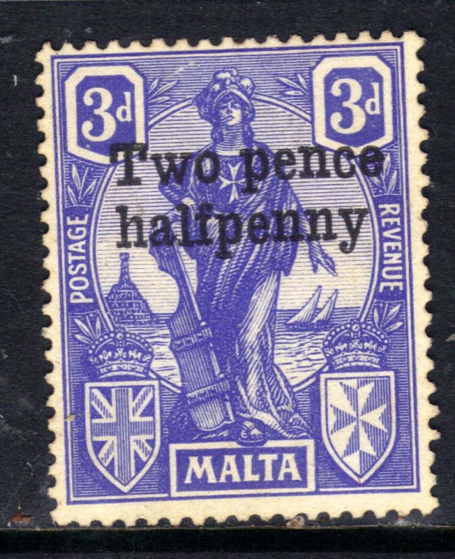 Malta 1925 KGV 2 1/2d Ovpt 3d Ultramarine No Gum SG 142 ( B1315 ) 