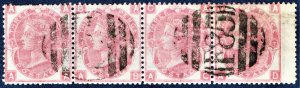 [mag607] GB USED ABROAD IN MAYAGUEZ PORTO RICO F85 3D ROSE PL7 SGZ36 STRIP OF 4