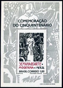 Brazil 1222, MNH. Michel 1316 Bl.29. Modern Art Week, 50th Ann.1972. Poster.