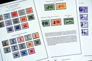 COLOR PRINTED ITALY RSI + AMG 1943-1947 STAMP ALBUM PAGES (18 illustrated pages)